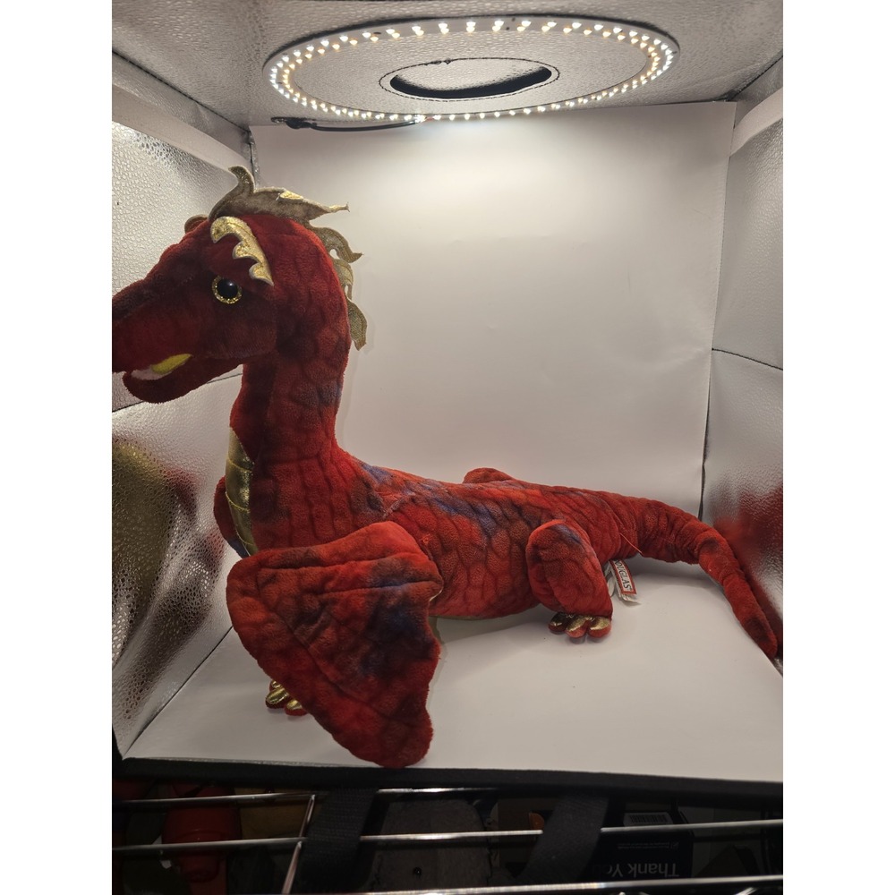 Douglas Dragon Kazra #2353, Red Plush 20" No Sound. Battery Compartment Rust